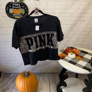 Victoria’s Secret pink black and silver sequins.